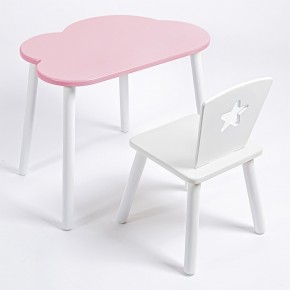 Комплект детский стол ОБЛАЧКО и стул ЗВЕЗДА ROLTI Baby (розовая столешница/белое сиденье/белые ножки) в Сургуте - surgut.mebel24.online | фото
