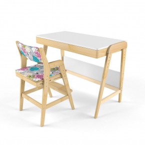 Комплект растущий стол и стул с чехлом 38 попугаев «Вуди» (Белый, Береза, Мечта) в Сургуте - surgut.mebel24.online | фото