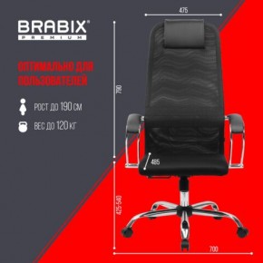 Кресло BRABIX PREMIUM "Ultimate EX-800" хром, плотная двойная сетка Х2, черное, 532911 в Сургуте - surgut.mebel24.online | фото 6