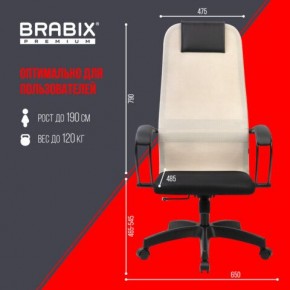 Кресло BRABIX PREMIUM "Ultimate EX-800" пластик, плотная двойная сетка Х2, черное/бежевое, 532916 в Сургуте - surgut.mebel24.online | фото 6
