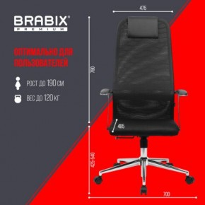 Кресло BRABIX PREMIUM "Ultimate EX-801" хром, плотная двойная сетка Х2, черное, 532917 в Сургуте - surgut.mebel24.online | фото 7