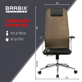 Кресло BRABIX PREMIUM "Ultimate EX-801" хром, плотная двойная сетка Х2, черное/коричневое, 532920 в Сургуте - surgut.mebel24.online | фото 6