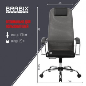 Кресло офисное BRABIX PREMIUM "Ultimate EX-800" хром, плотная двойная сетка Х2, черное/серое, 532912 в Сургуте - surgut.mebel24.online | фото 3