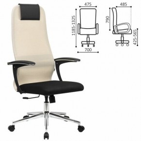 Кресло офисное BRABIX PREMIUM "Ultimate EX-801" хром, плотная двойная сетка Х2, черное/бежевое, 532919 в Сургуте - surgut.mebel24.online | фото 1