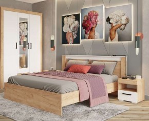Кровать Адель 1.4 Настил из ДСП 2с дуб крафт золотой/белый в Сургуте - surgut.mebel24.online | фото 2