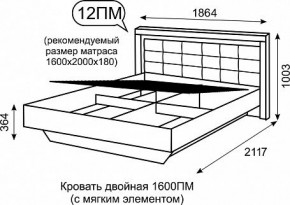 Кровать двуспальная 1.6 с ПМ Люмен 12 в Сургуте - surgut.mebel24.online | фото