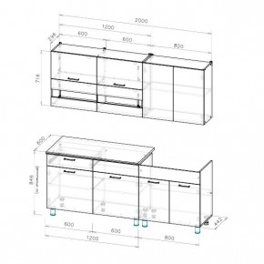 Кухонный гарнитур Босфор (Дуб Венге/Дуб Сонома) 2000 в Сургуте - surgut.mebel24.online | фото 2