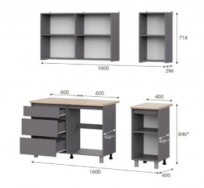 Кухонный гарнитур ДЕНВЕР (1600) Графит серый/Дуб Сонома в Сургуте - surgut.mebel24.online | фото 2