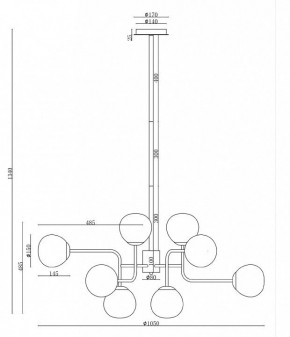 Люстра на штанге Maytoni Erich MOD221-PL-12-G в Сургуте - surgut.mebel24.online | фото 3