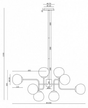 Люстра на штанге Maytoni Erich MOD221-PL-12-N в Сургуте - surgut.mebel24.online | фото 3