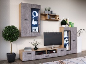 Нэнси New Тумба ТВ ЛДСП (2дв.+1ящ.) Бетон светлый/Сонома в Сургуте - surgut.mebel24.online | фото 3