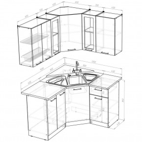 ОЛЬГА Кухонный гарнитур Оптима 2 (1500*1300 мм) в Сургуте - surgut.mebel24.online | фото 2