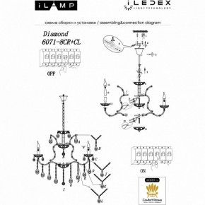 Подвесная люстра iLamp Diamond 6071-8 CR+CL в Сургуте - surgut.mebel24.online | фото 2