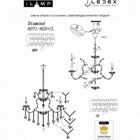 Подвесная люстра iLamp Diamond 6071-8 GD+CL в Сургуте - surgut.mebel24.online | фото 2