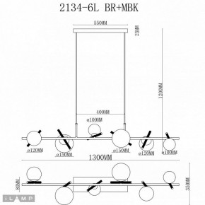 Подвесной светильник iLamp Golden 2134-6L BR+MBK в Сургуте - surgut.mebel24.online | фото 3