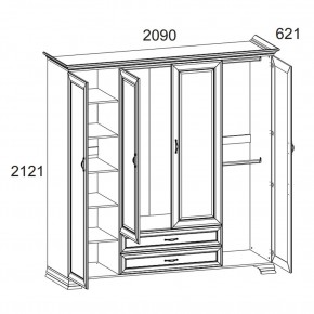 Шкаф 4D2S Z, TIFFANY, цвет вудлайн кремовый в Сургуте - surgut.mebel24.online | фото 1