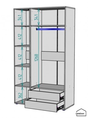 Шкаф Linnea MHR-3PO-2 2050х1200х510 (Белый-М 11.1.2) в Сургуте - surgut.mebel24.online | фото 3