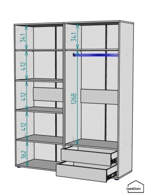 Шкаф Linnea MHR-4PO-2 2050х1600х510 (Белый-М 11.1.1) в Сургуте - surgut.mebel24.online | фото 3