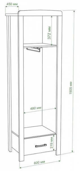 Шкаф платяной Бартоло Ш1Д в Сургуте - surgut.mebel24.online | фото 2