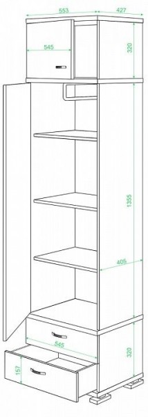 Шкаф платяной Домино КС-10 в Сургуте - surgut.mebel24.online | фото 2