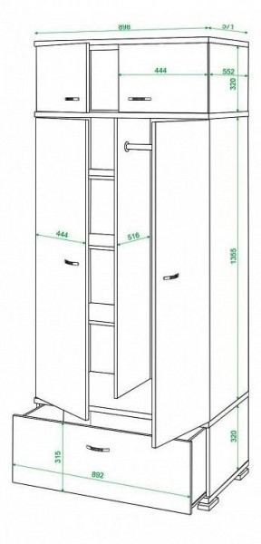 Шкаф платяной Домино КС-20 в Сургуте - surgut.mebel24.online | фото 3