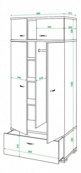 Шкаф платяной Домино КС-20 в Сургуте - surgut.mebel24.online | фото 2