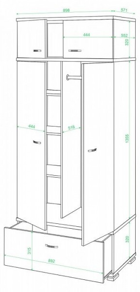 Шкаф платяной Домино КС-20 в Сургуте - surgut.mebel24.online | фото 2