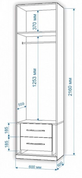 Шкаф платяной Нобиле Пл-60/60 в Сургуте - surgut.mebel24.online | фото 2