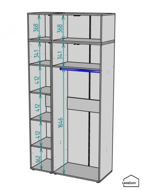 Шкаф с антресолью Linnea MHR-3A-1 2450х1200х510 (Графит-М 11.1.25) в Сургуте - surgut.mebel24.online | фото 3