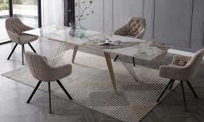Стол ACERRA NEW 160 GLOSS LUXURY PANDORA SOLID CERAMIC/ каркас цвета шампань, ®DISAUR в Сургуте - surgut.mebel24.online | фото 3