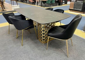 Стол CHIAVARI 220 KL-116 Черный мрамор матовый, итальянская керамика / бронзовый, ®DISAUR в Сургуте - surgut.mebel24.online | фото 2