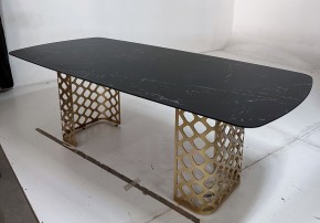 Стол CHIAVARI 220 KL-116 Черный мрамор матовый, итальянская керамика / бронзовый, ®DISAUR в Сургуте - surgut.mebel24.online | фото 4