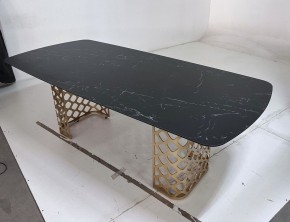 Стол CHIAVARI 220 KL-116 Черный мрамор матовый, итальянская керамика / бронзовый, ®DISAUR в Сургуте - surgut.mebel24.online | фото 6