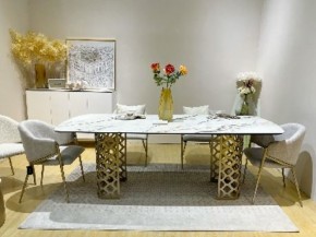 Стол CHIAVARI 220 KL-188 Контрастный мрамор матовый, итальянская керамика / Шампань, ®DISAUR в Сургуте - surgut.mebel24.online | фото 2
