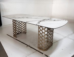 Стол CHIAVARI 220 KL-188 Контрастный мрамор матовый, итальянская керамика / Шампань, ®DISAUR в Сургуте - surgut.mebel24.online | фото 6