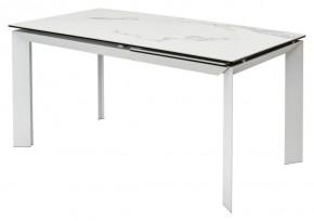 Стол CREMONA 140 HIGH GLOSS STATUARIO Белый мрамор глянцевый, керамика/ белый каркас, ®DISAUR в Сургуте - surgut.mebel24.online | фото 1