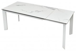 Стол CREMONA 140 HIGH GLOSS STATUARIO Белый мрамор глянцевый, керамика/ белый каркас, ®DISAUR в Сургуте - surgut.mebel24.online | фото 5