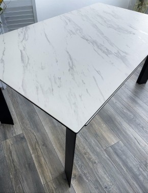 Стол CREMONA 180 KL-99 Белый мрамор матовый, итальянская керамика / черный каркас, ®DISAUR в Сургуте - surgut.mebel24.online | фото 2