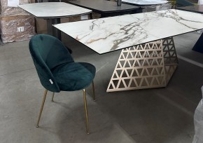 Стол ENNA 220 KL-188 Контрастный мрамор матовый, итальянская керамика/ каркас цвета шампань, ®DISAUR в Сургуте - surgut.mebel24.online | фото 8