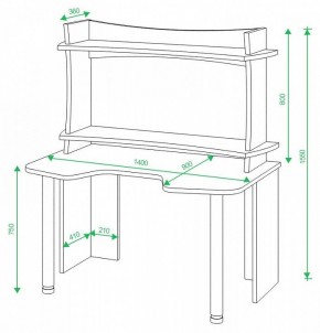 Стол компьютерный Домино lite СКЛ-Игр140 в Сургуте - surgut.mebel24.online | фото 2