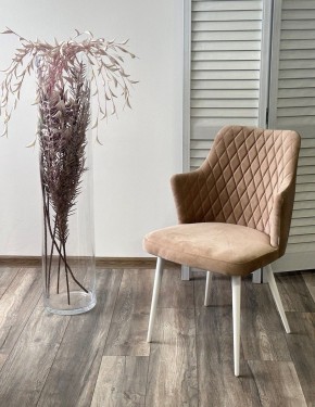 Стул HERMAN 360 град. БЕЖЕВЫЙ #5, велюр / белый каркас М-City в Сургуте - surgut.mebel24.online | фото 3
