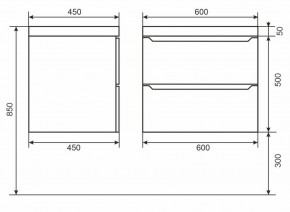 Тумба под раковину Uperwood Tanos 60 см, подвесная, белая/графит в Сургуте - surgut.mebel24.online | фото 6