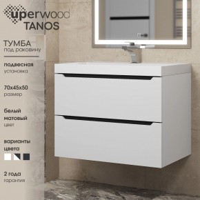 Тумба под раковину Uperwood Tanos 70 см, подвесная, белая/графит в Сургуте - surgut.mebel24.online | фото 3