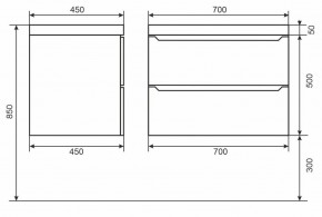 Тумба под раковину Uperwood Tanos 70 см, подвесная, черная матовая в Сургуте - surgut.mebel24.online | фото 6