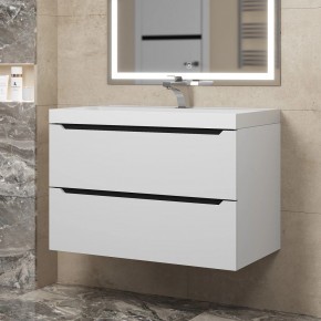 Тумба под раковину Uperwood Tanos 80 см, подвесная, белая/графит в Сургуте - surgut.mebel24.online | фото