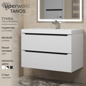 Тумба под раковину Uperwood Tanos 80 см, подвесная, белая/графит в Сургуте - surgut.mebel24.online | фото 3