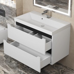 Тумба под раковину Uperwood Tanos 80 см, подвесная, белая/графит в Сургуте - surgut.mebel24.online | фото 9