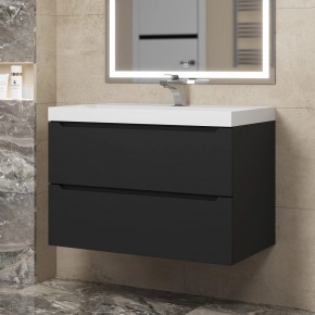 Тумба под раковину Uperwood Tanos 80 см, подвесная, черная матовая в Сургуте - surgut.mebel24.online | фото 1
