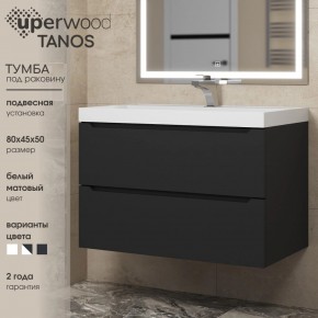 Тумба под раковину Uperwood Tanos 80 см, подвесная, черная матовая в Сургуте - surgut.mebel24.online | фото 3