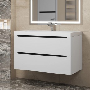 Тумба под раковину Uperwood Tanos 90 см, подвесная, белая/графит в Сургуте - surgut.mebel24.online | фото